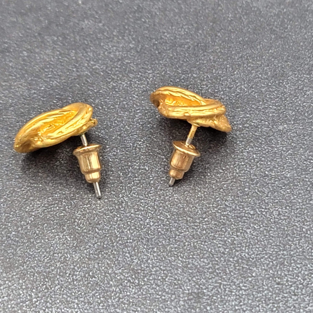 Pierced Earrings Gold Plated Knot Studs  1/2"