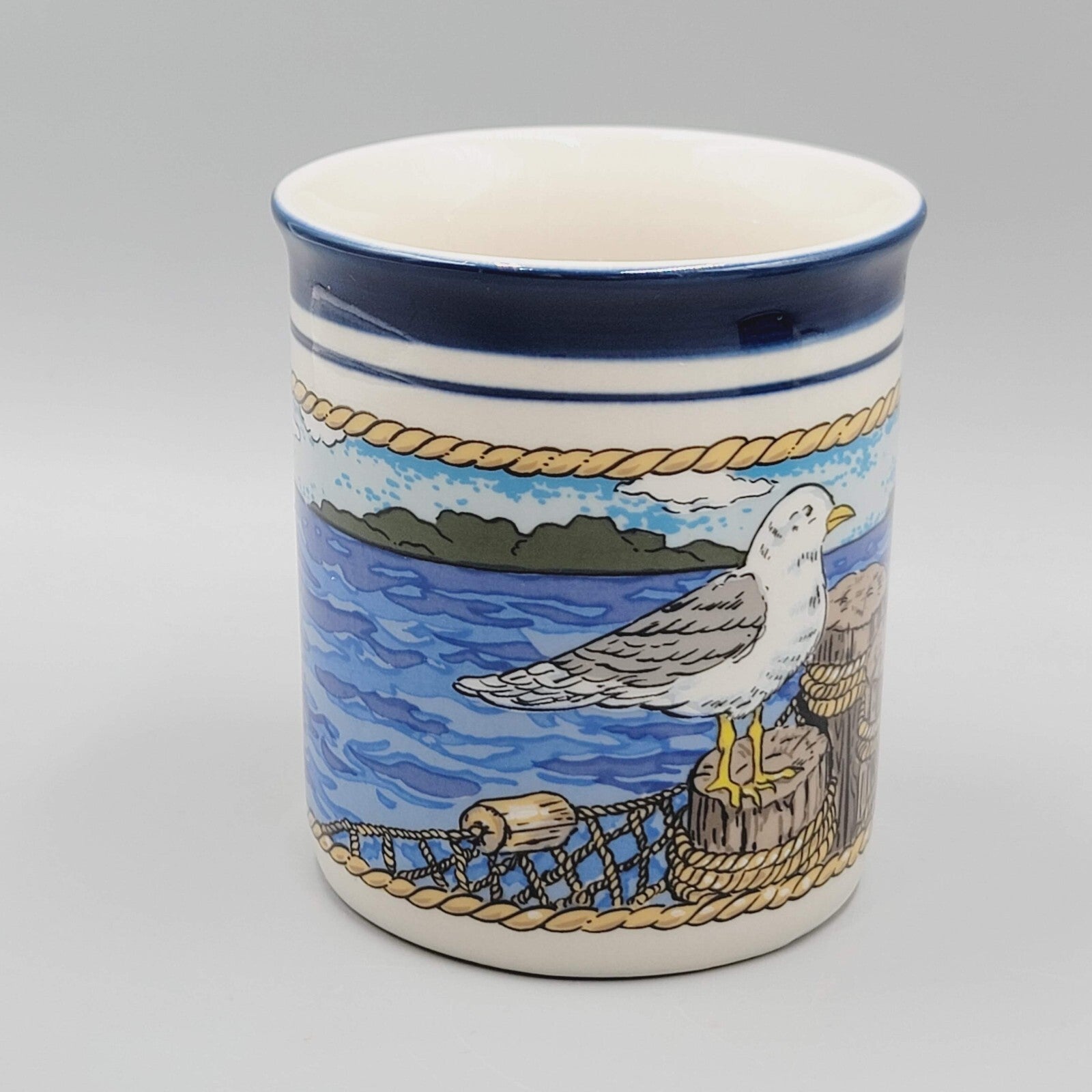 Tienshan Coffee Mug Stoneware Set of 2 Seagull Beach Ocean Theme