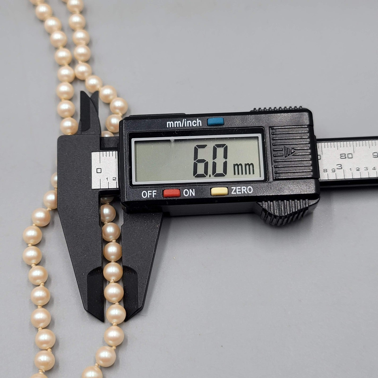 Vintage Champagne Faux Pearl Necklace Hand Knotted 20 in