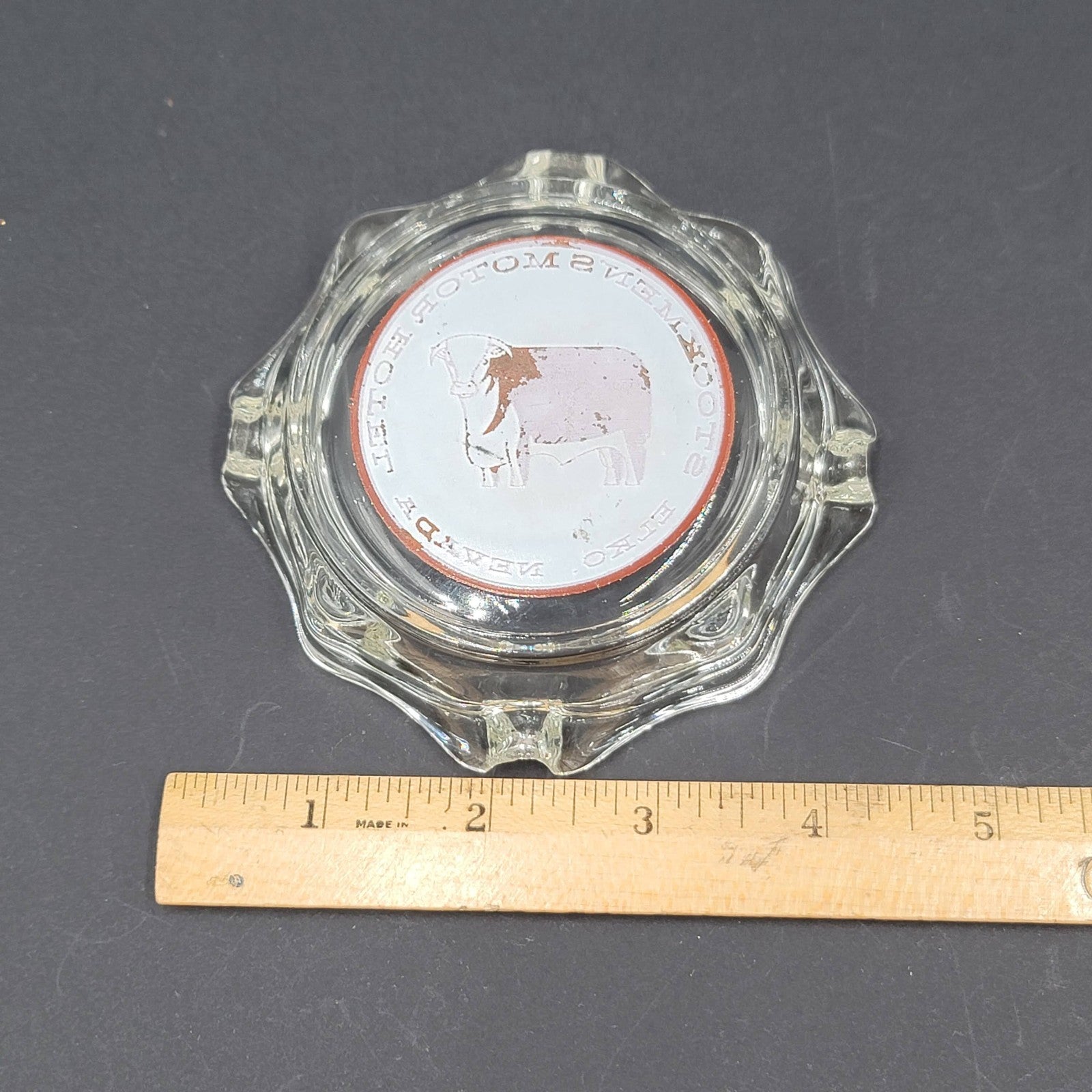 Vintage Glass Stockmens Motor Hotel Ashtray Elko Nevada Casino