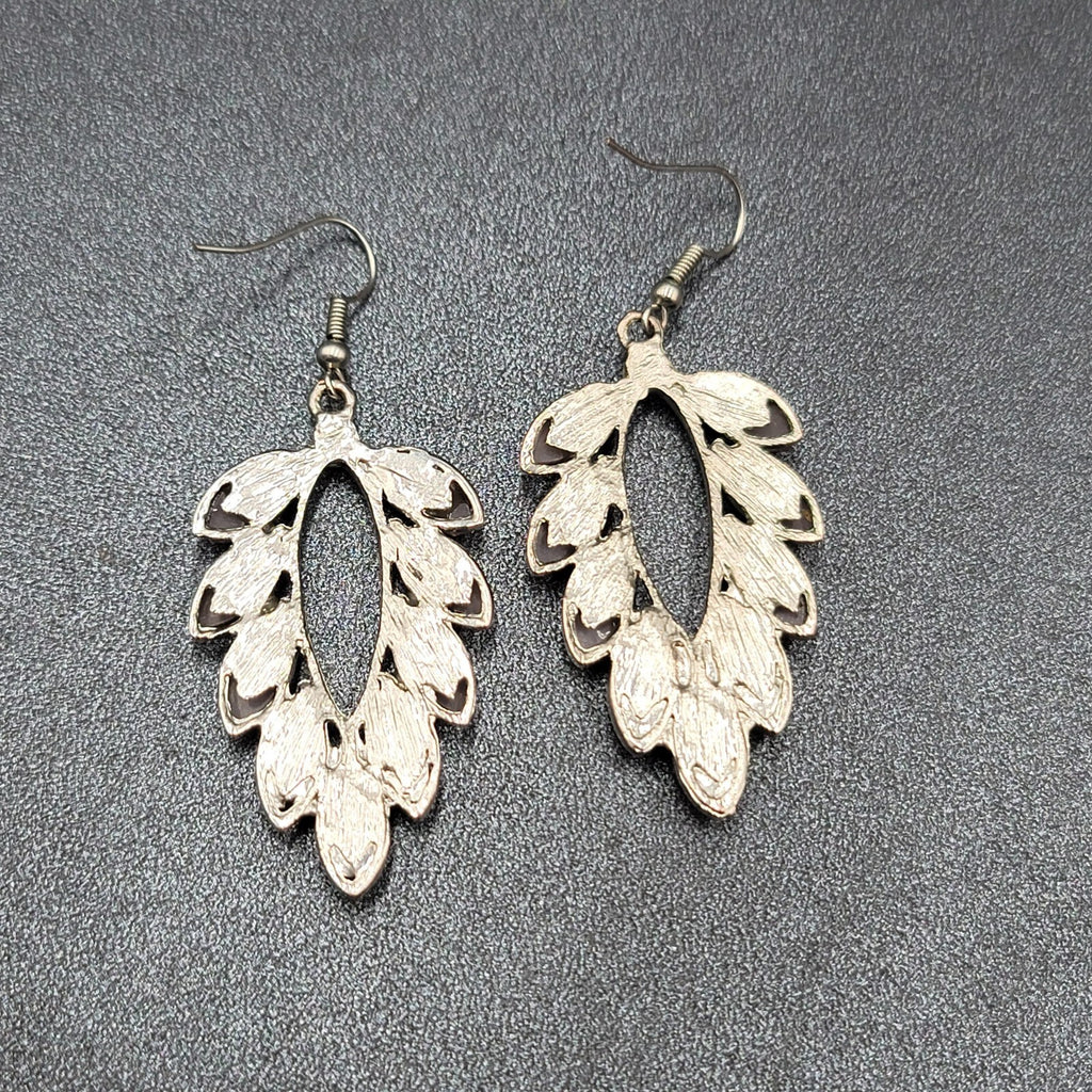 Pierced Earrings Silver tone Rhinestone Acrylic Dangle 1 7/8"