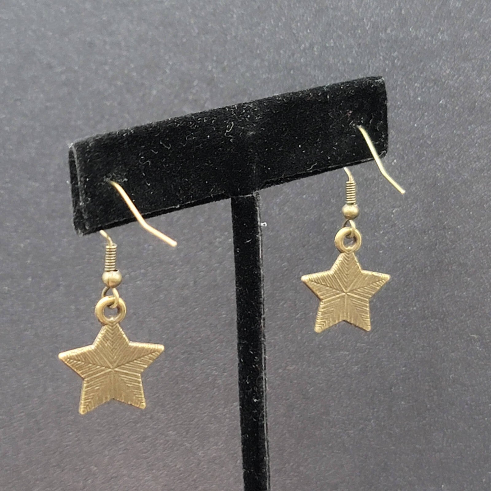 American Flag Pierced Earrings Bronze tone Stars Dangle 3/4"