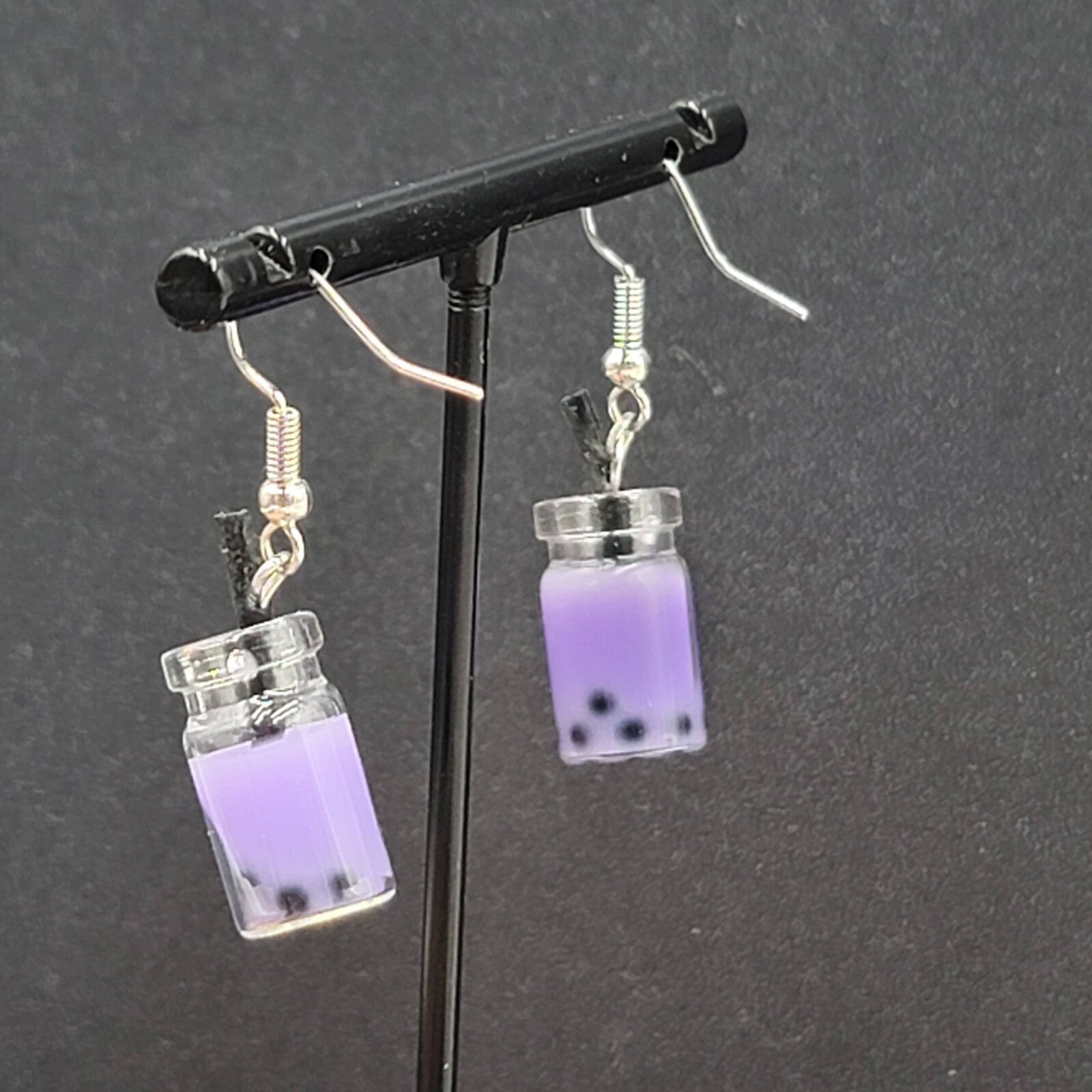 Purple Boba Tea Pierced Earrings New Dangle Smoothie Tea 1"