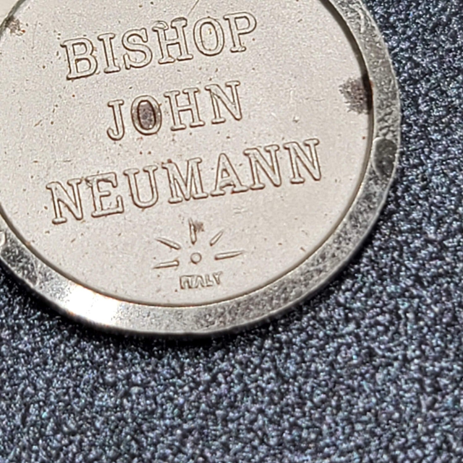 Vintage Catholic Bishop John Neumann Religious Medal 1" Silver tone