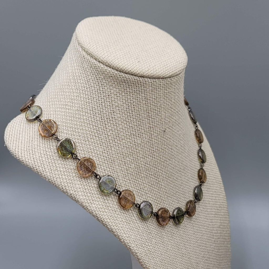 Seasonal Whispers Glass Bead Necklace Black Metal 18" Adj