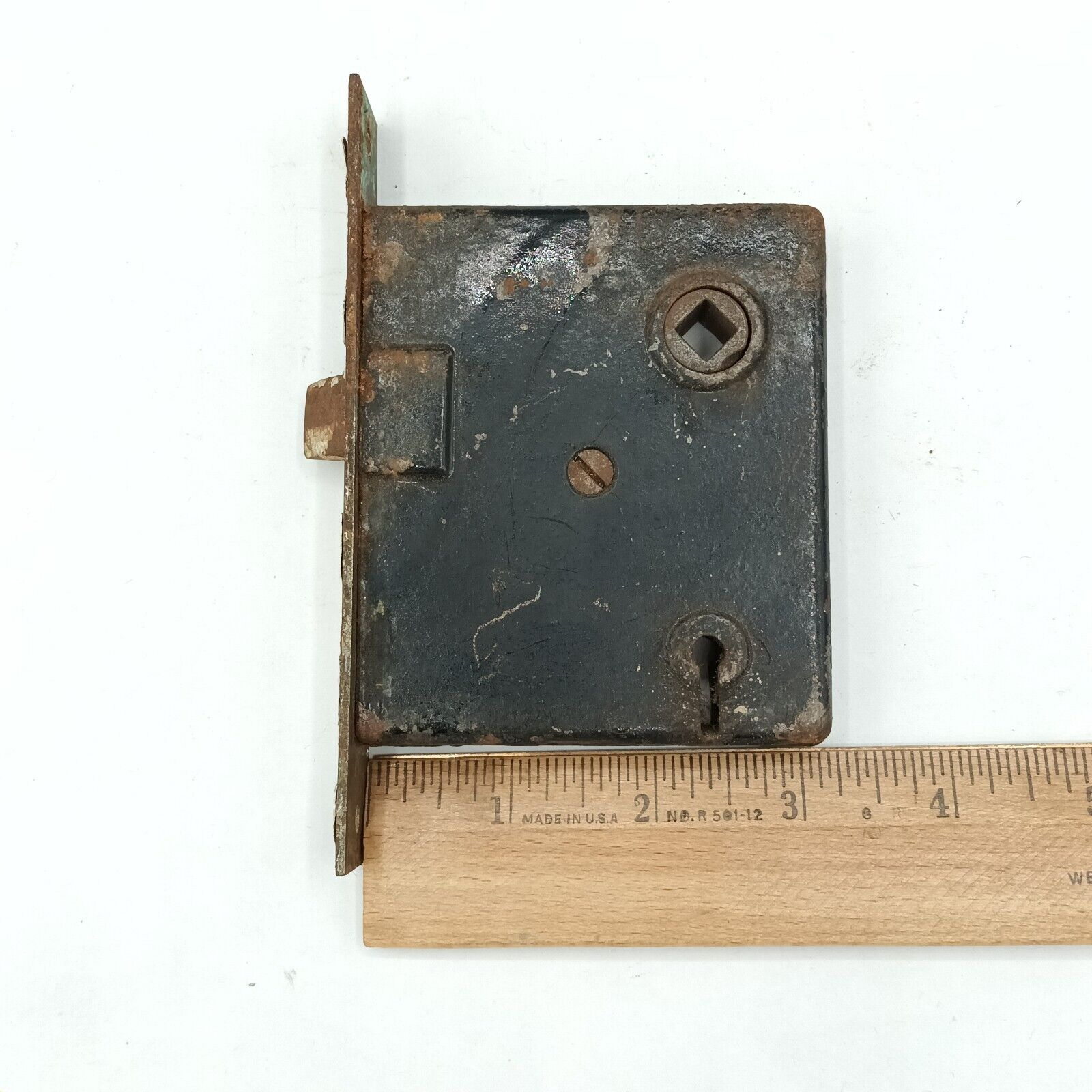 Vintage Mortise Lock Door Hardware Salvage Skeleton Keyhole NO Key B372