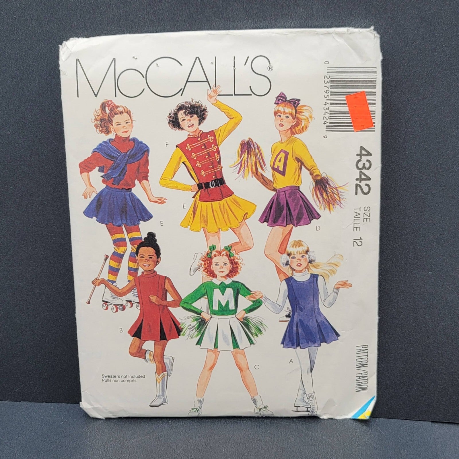 McCalls 4342  Sewing pattern Girls Cheerleader Costumes Size 12 NEW UNCUT