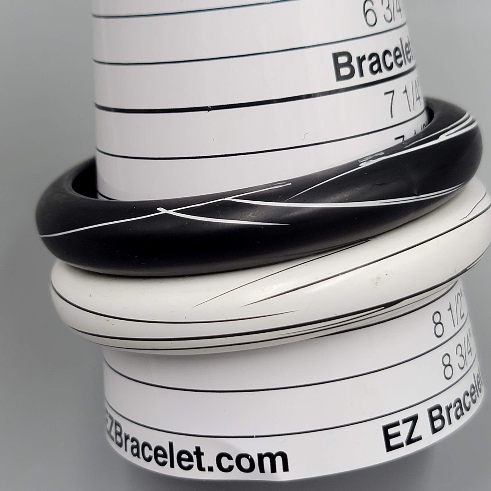 Wood Bangle Bracelet Lot of 2 Black White 8"