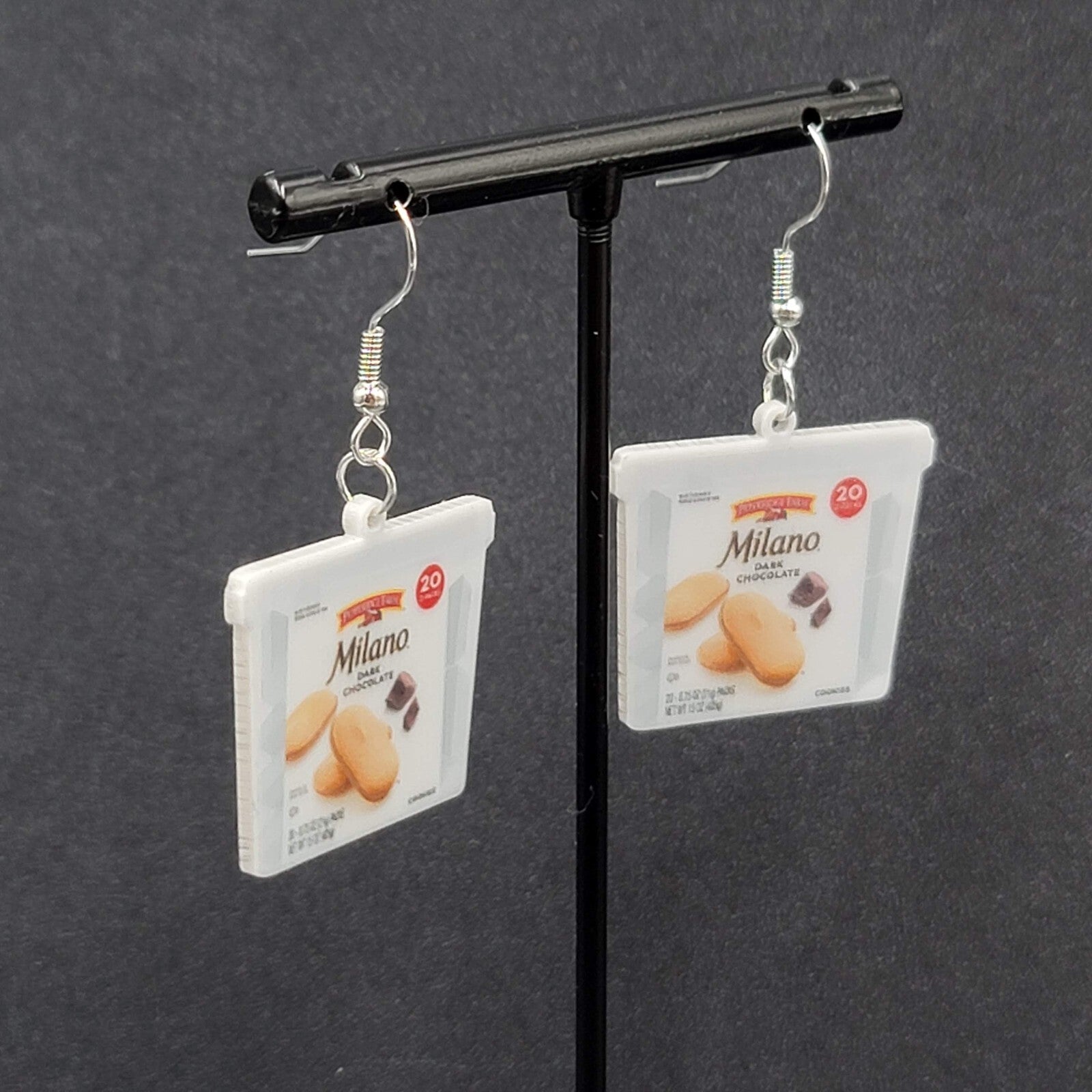 Pierced Earrings Milano Cookies Snack Novelty Fun Dangle  1"
