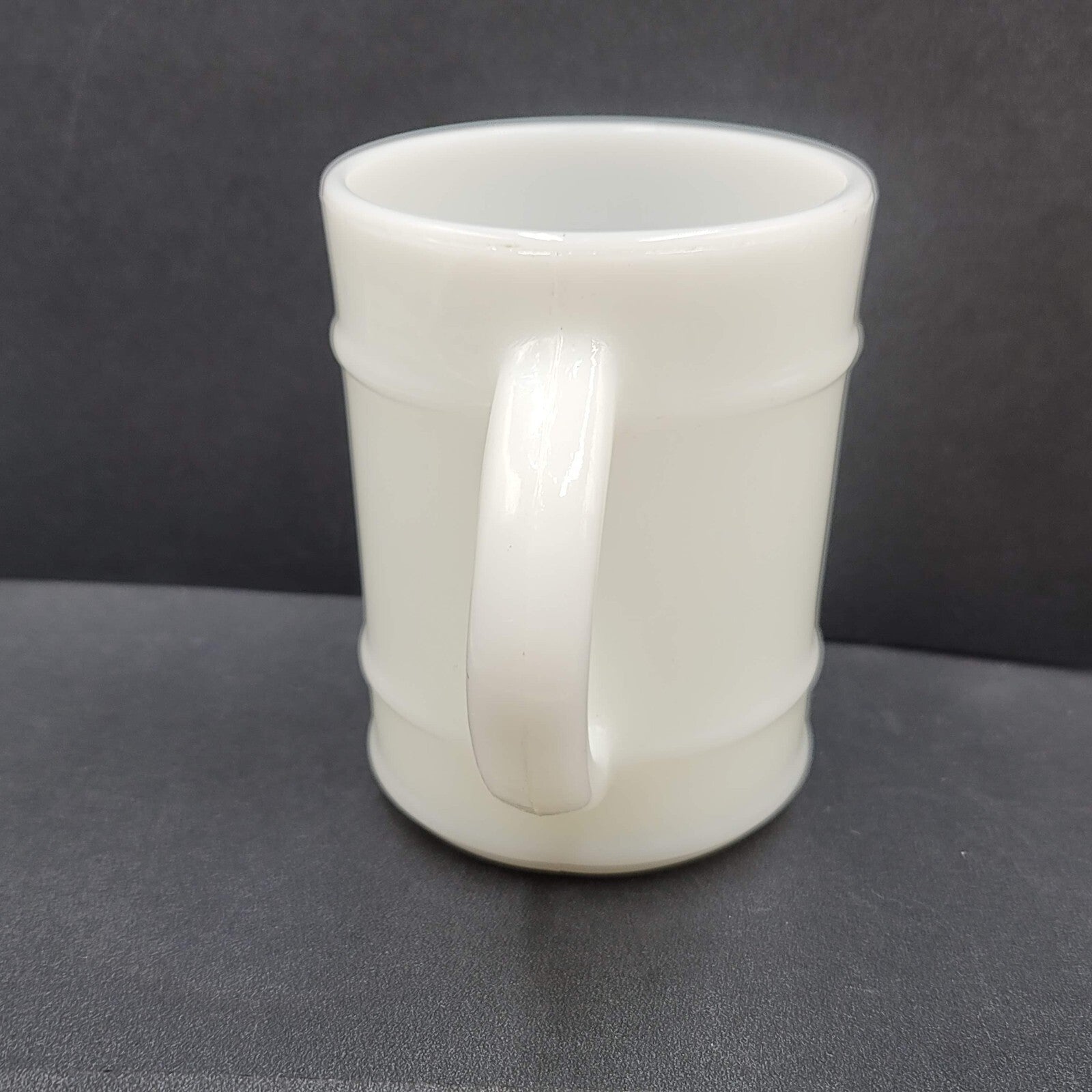 Vintage Oven Proof Anchor Milk Glass Coffee Mug Ribbed Design