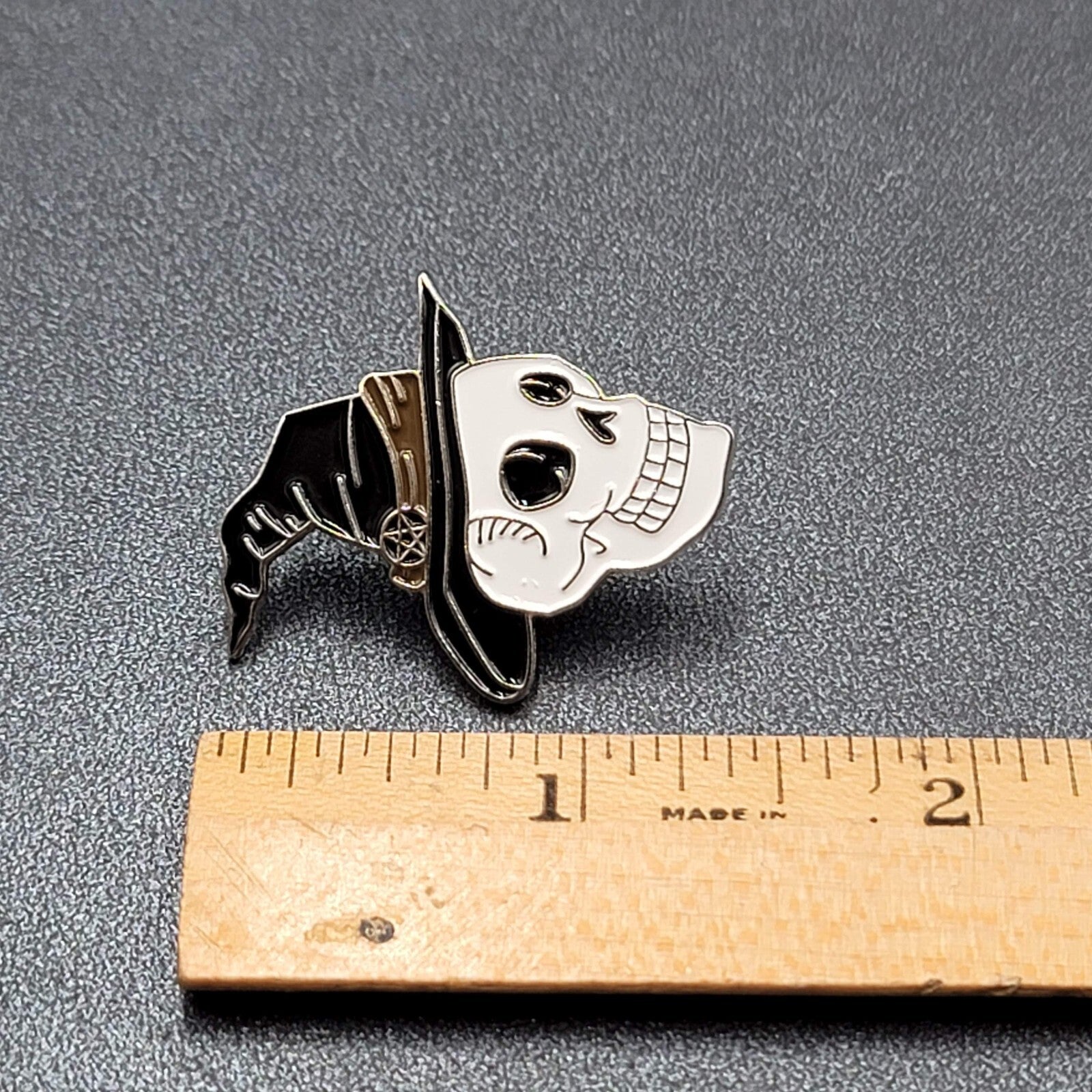 Skull Enamel Lapel Hat Pin Witch Pentagram Candle Halloween 1.5"