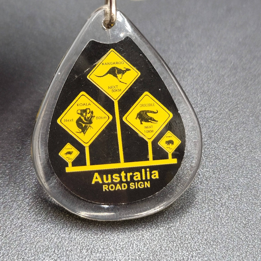 Australia Road Sign Acrylic Keychain 2 in Black Yellow FREE SHIPPING