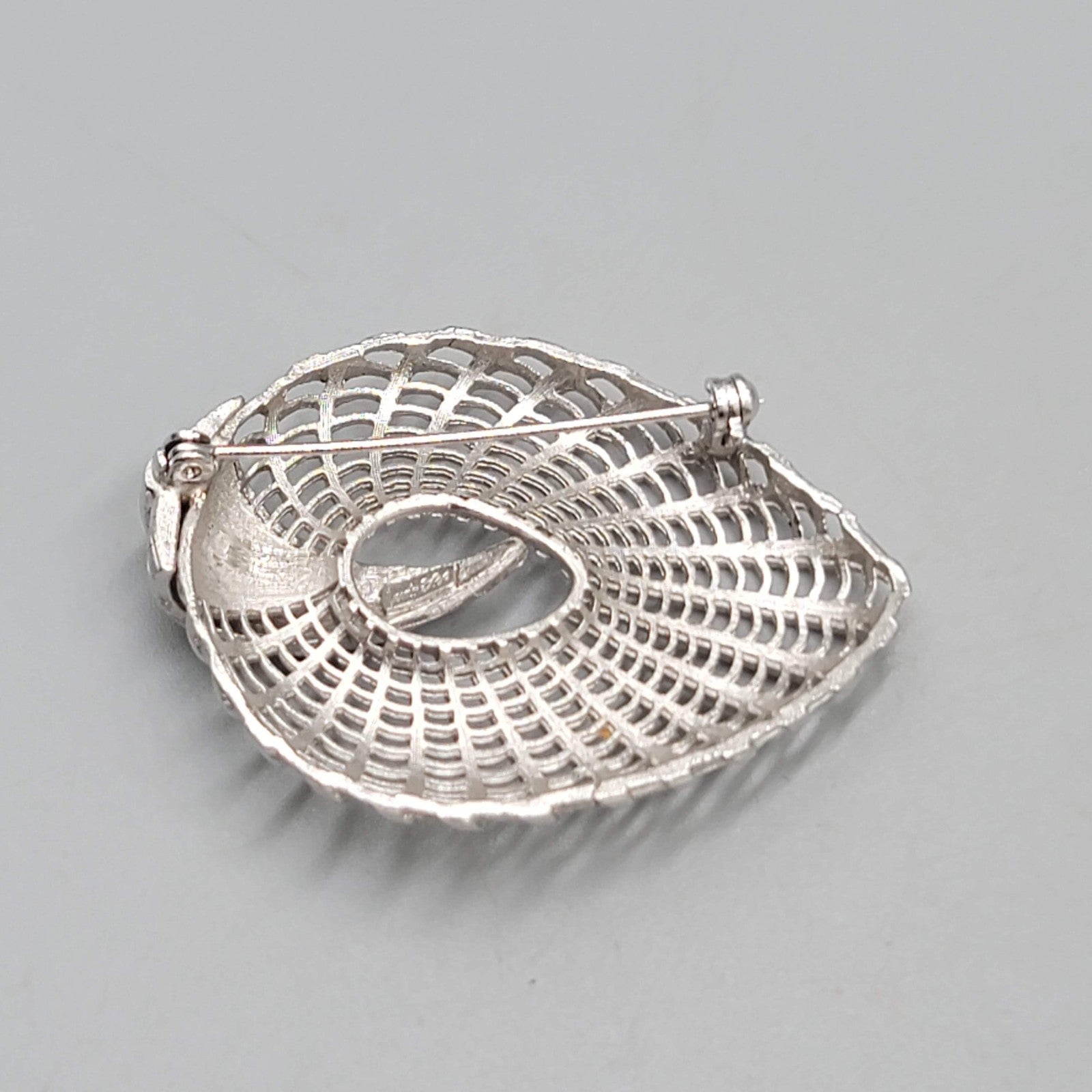 Vintage Brooch Signed Judy Lee Textured Silver Tone Pin 2 in