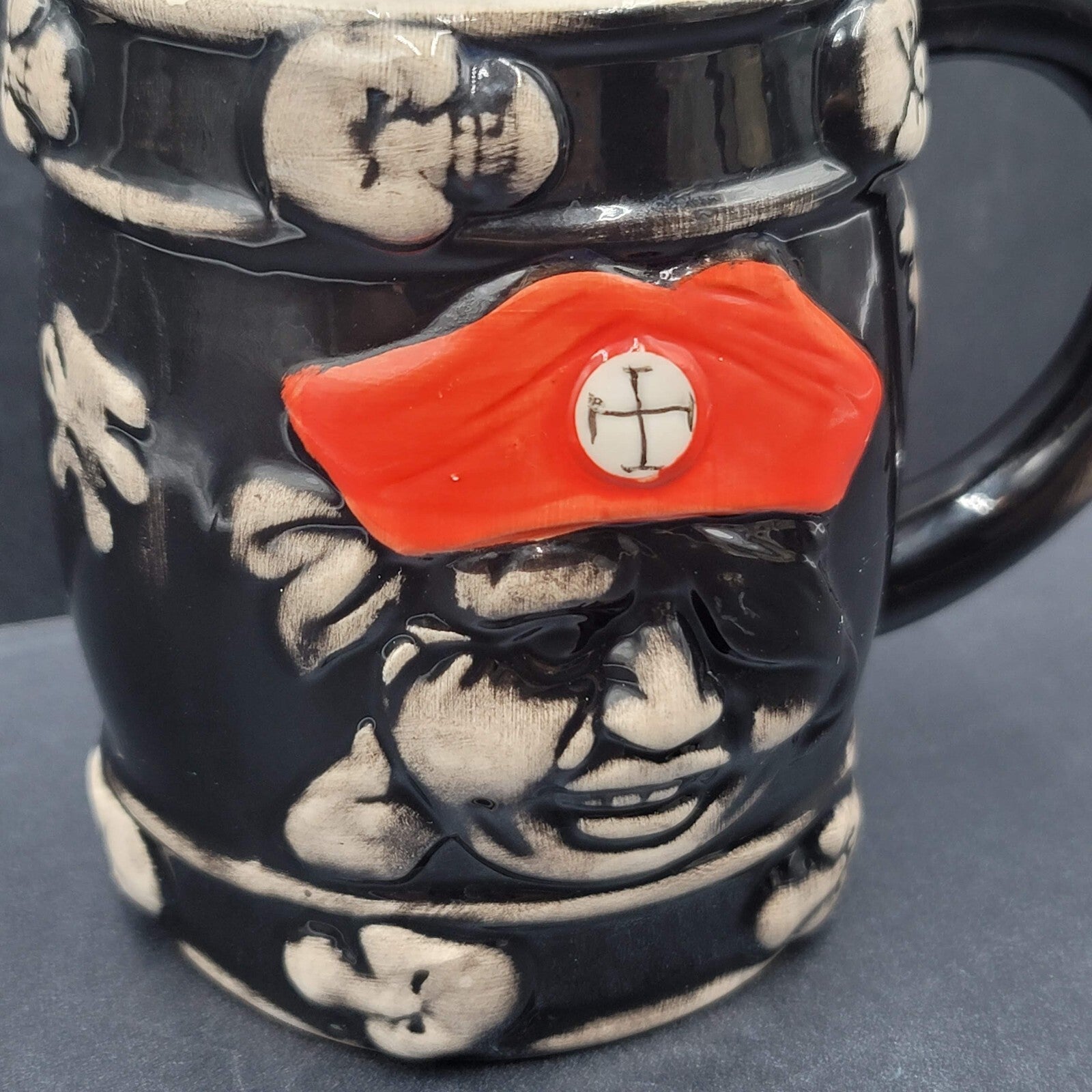 Vintage Pirate Ceramic Glazed Coffee Mug Hand Painted Unsigned Unique 4"
