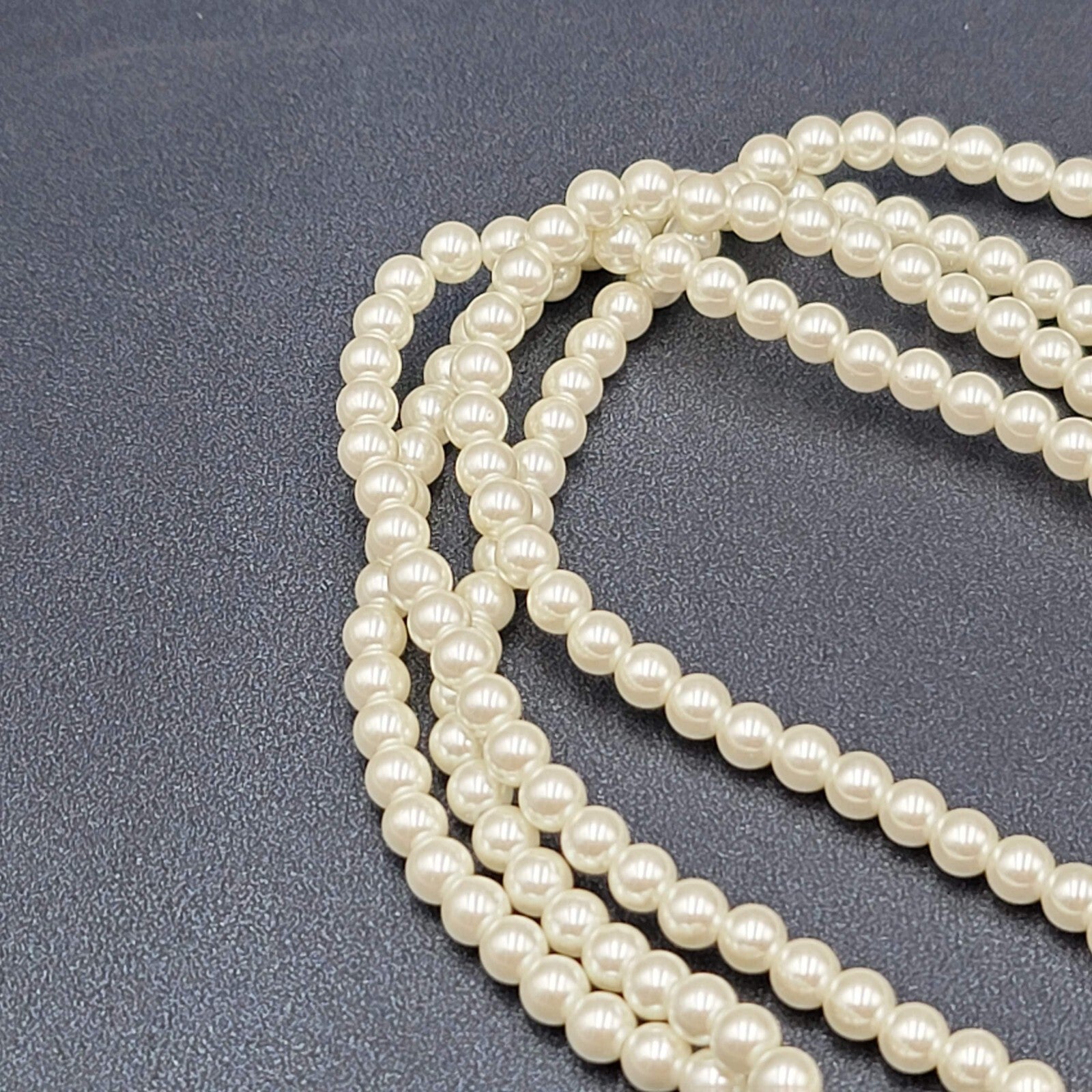 Charter Club Necklace White Faux Pearl Multi Strand Knot Long 28"-30" +6"