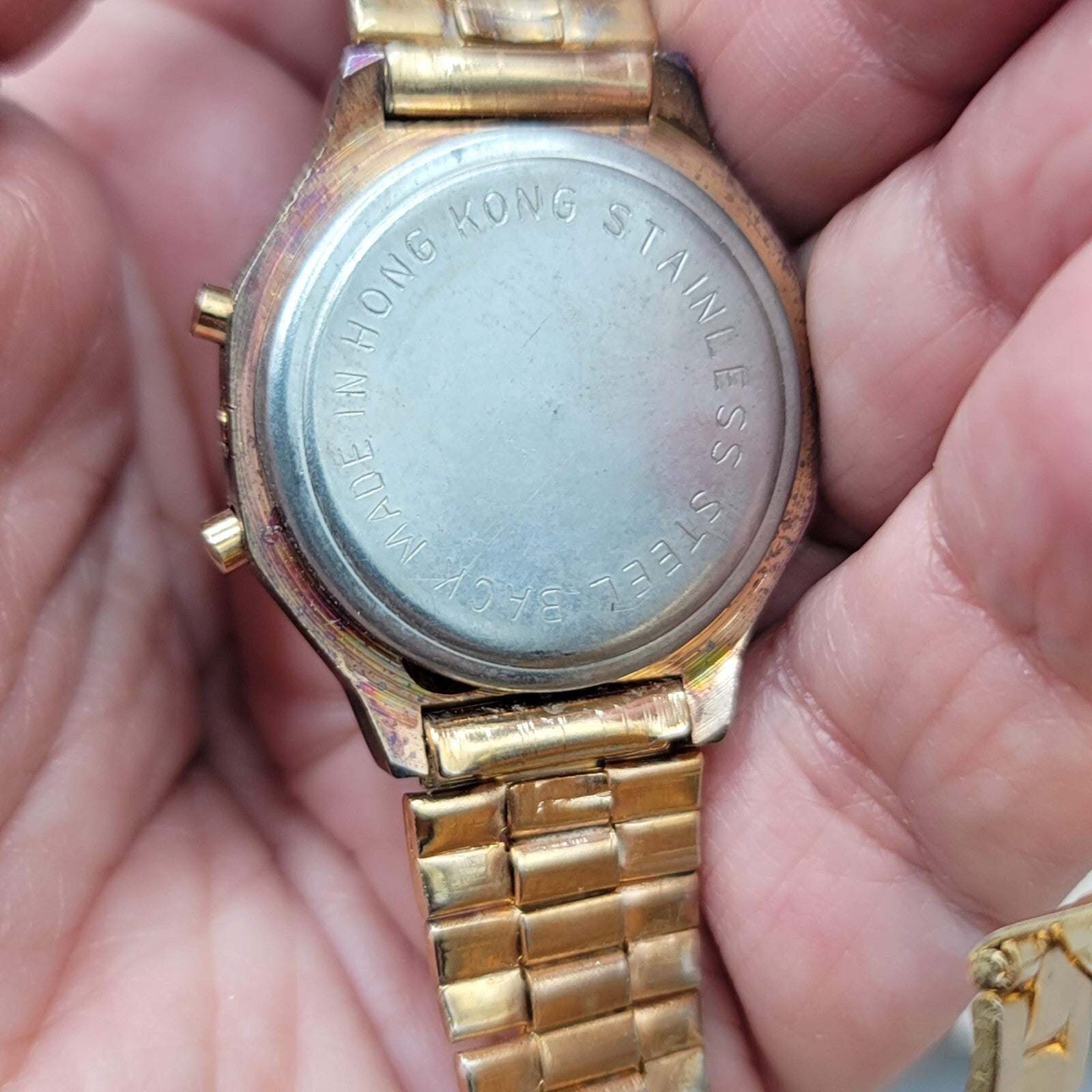 Vintage DELPHI VIII Mens Gold LCD Digital Hong Kong Watch Untested