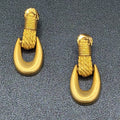 Express Pierced Earrings Brushed Gold Plated Door Knocker Dangle Statement 1.5"