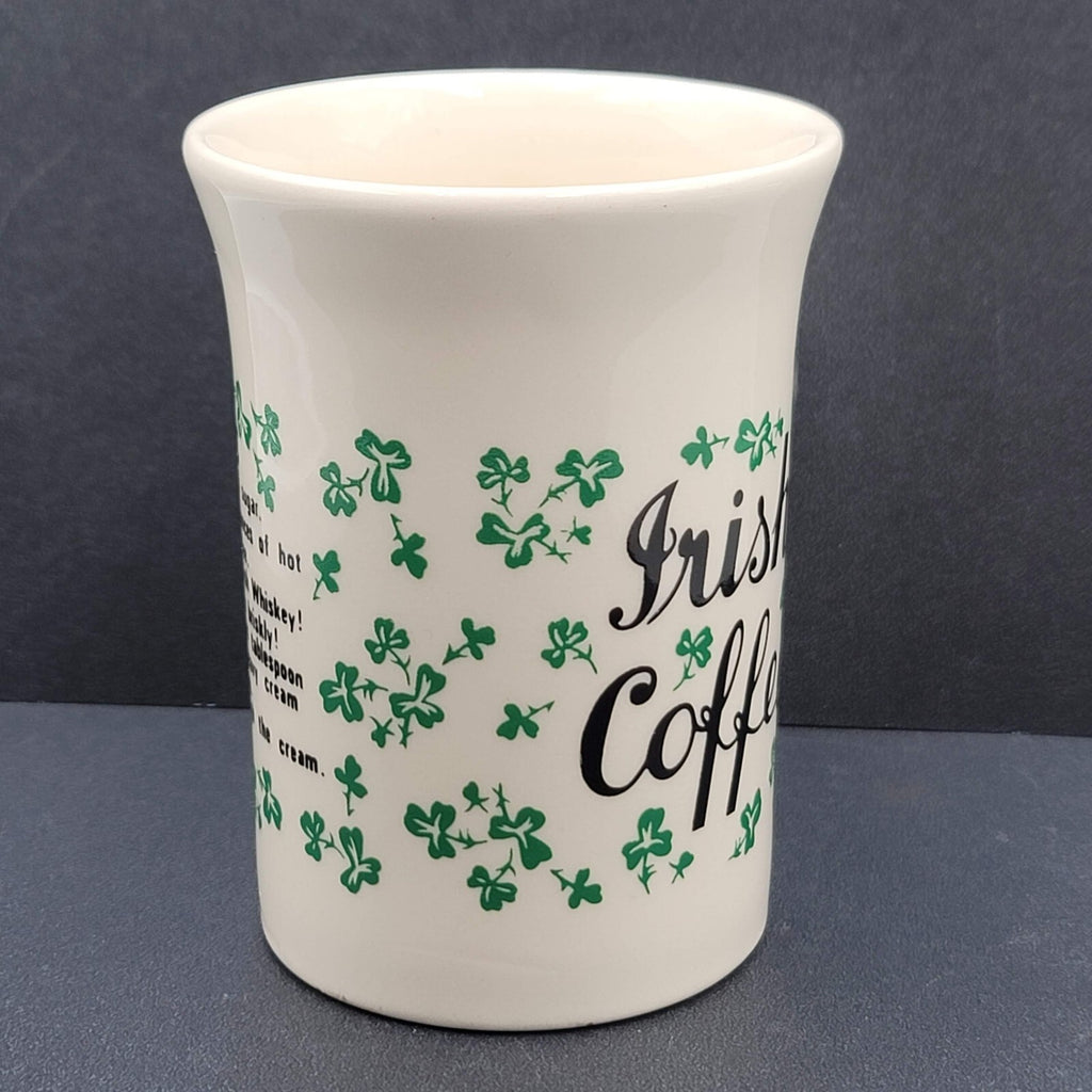 Vintage Carrigohoun Ireland Irish Coffee Mug Tea Cup White Green Shamrocks