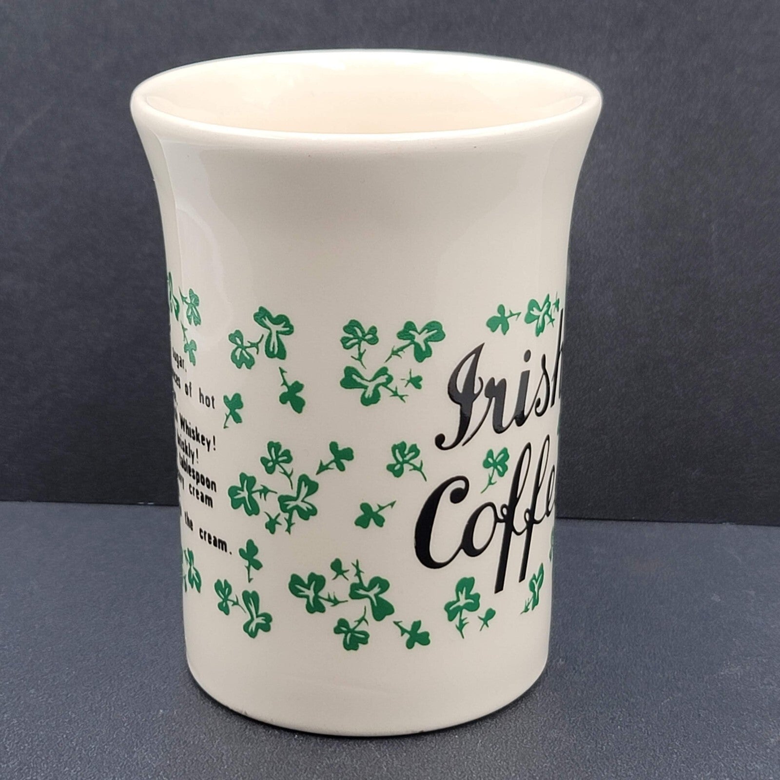 Vintage Carrigohoun Ireland Irish Coffee Mug Tea Cup White Green Shamrocks