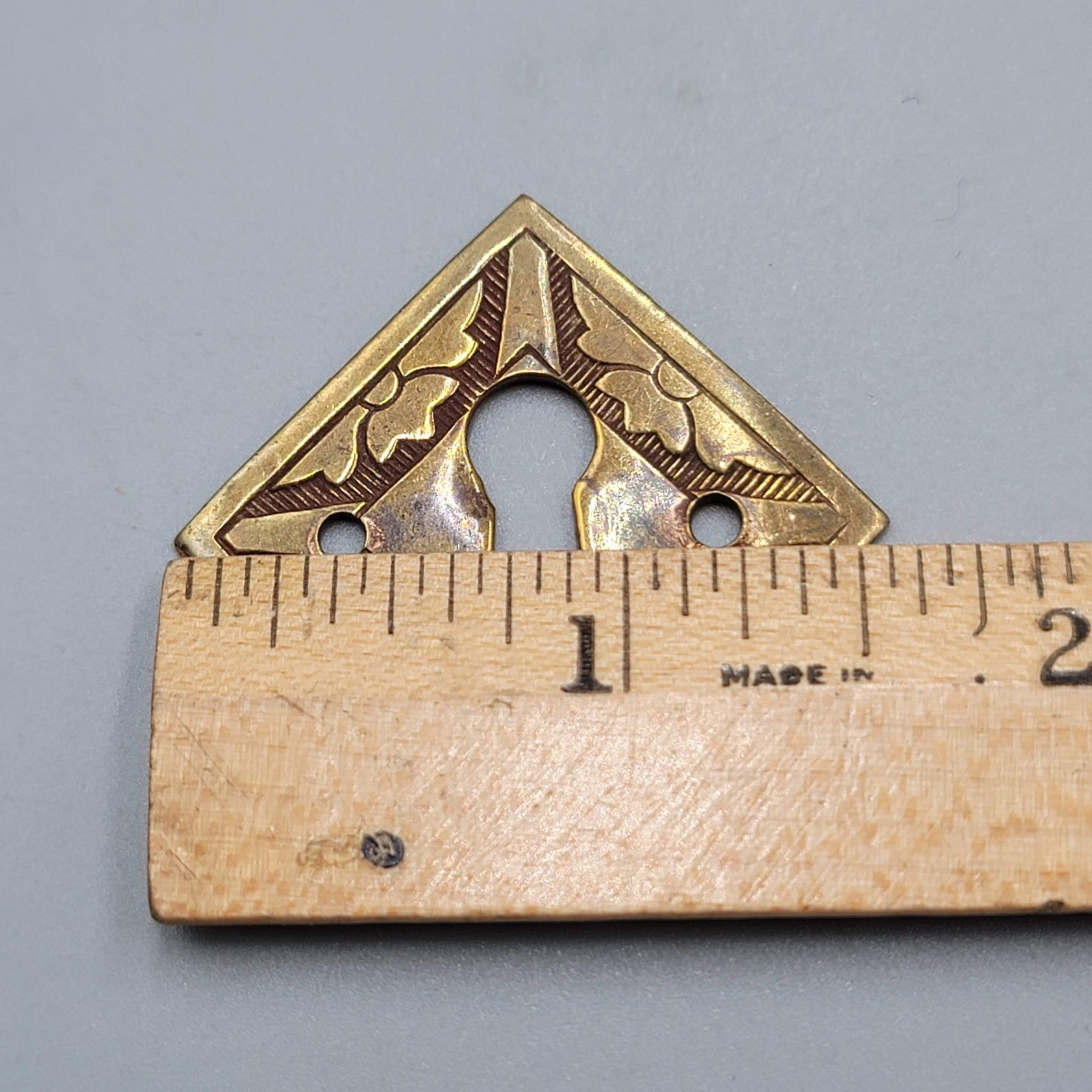 Vintage Square Brass Skeleton Keyhole Escutcheon Salvage Hardware 1.5" (59)