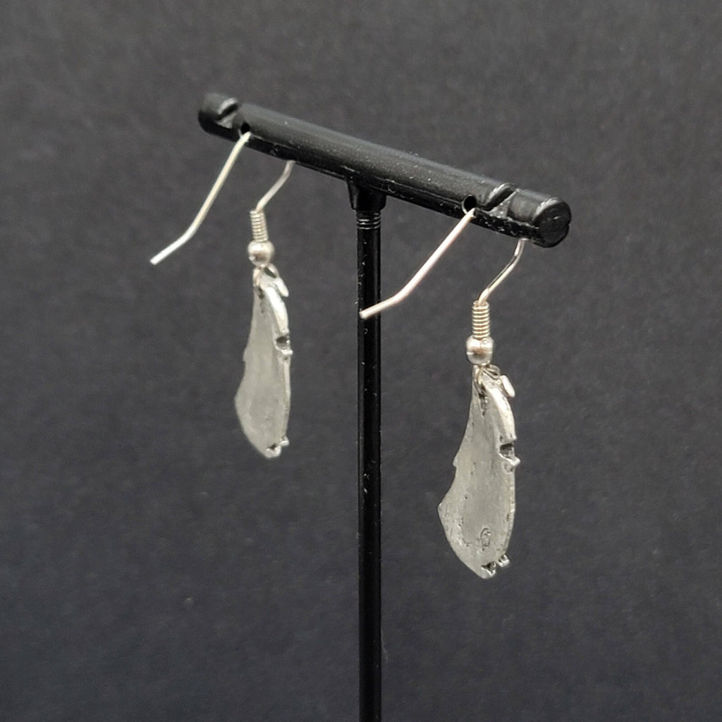 Vintage Ship Pierced Earrings Pewter Silver tone Dangle Nautical 7/8"