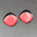 Vintage 1980s Pierced Earrings Black Red Enamel Dangle Geometric 1 1/8"