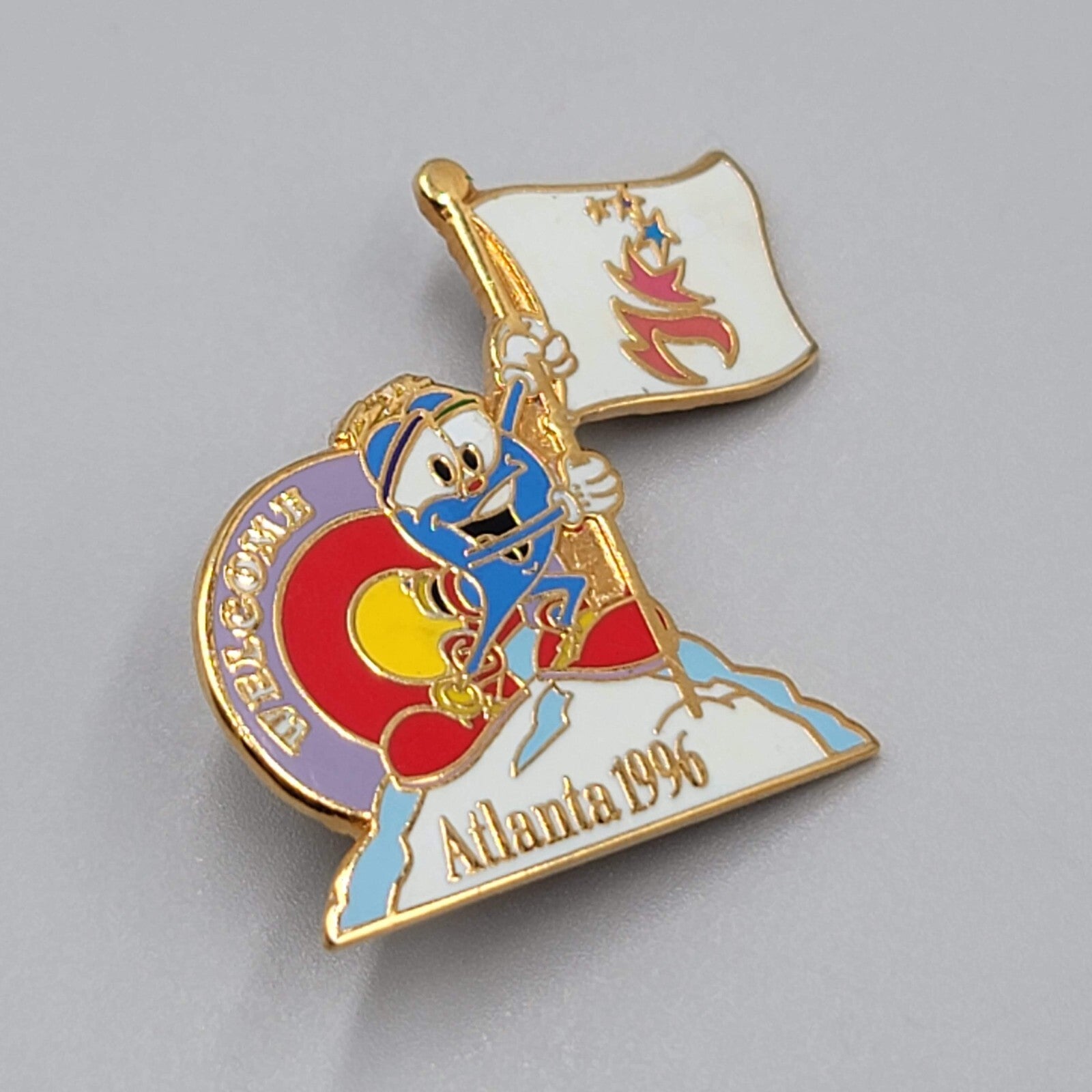 Vintage USA Olympic Atlanta 1996 Welcome Izzy Mascot Pin Lot of 2