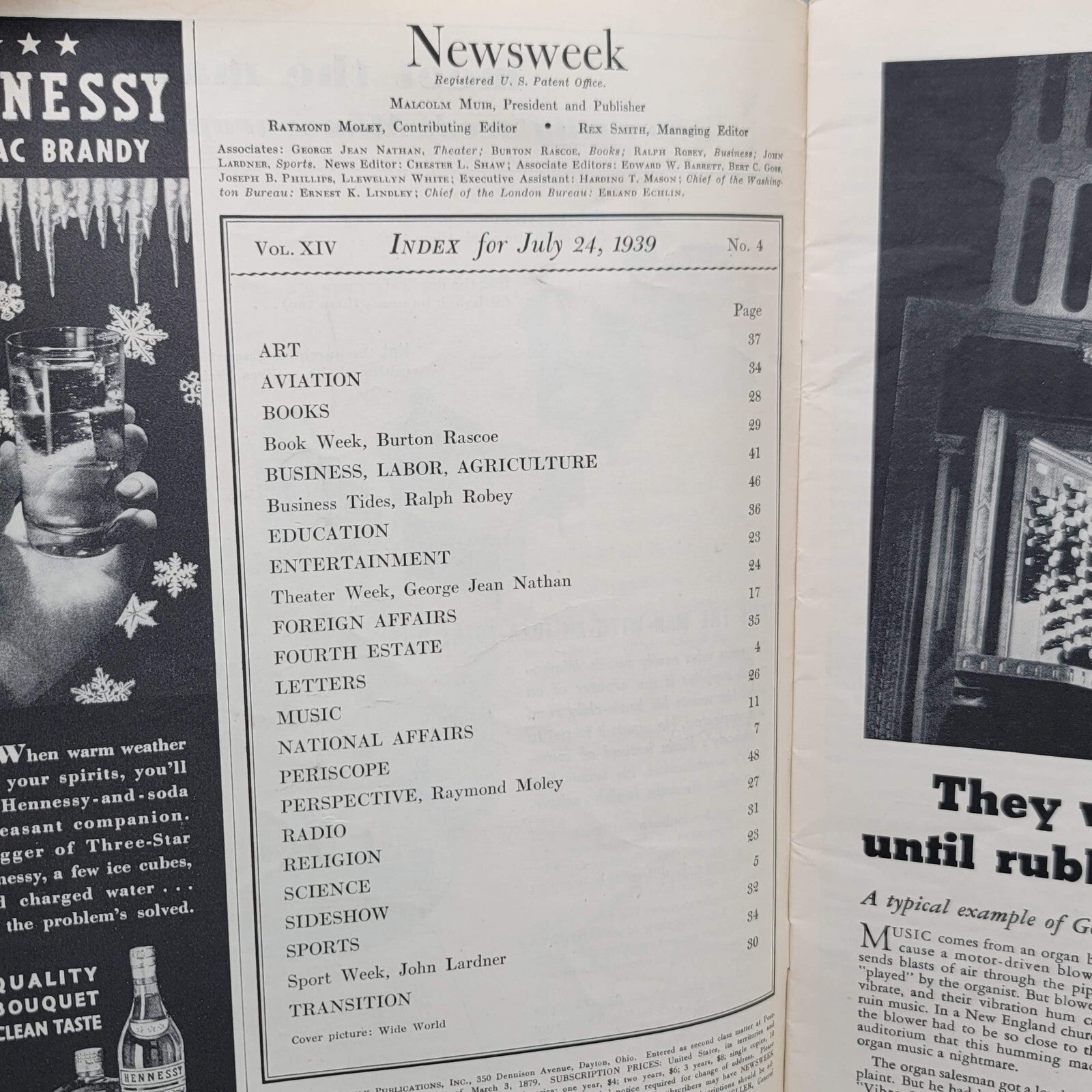 Newsweek July 24 1939 Harrington WPA WWII