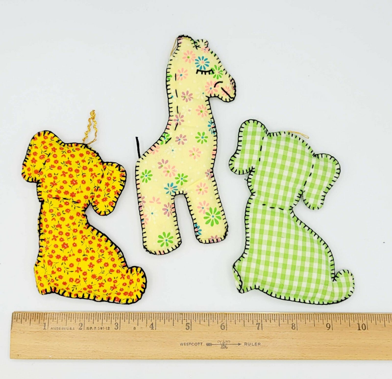 Vintage Plush Ornaments Handmade Giraffe Dogs Lot of 3 Baby