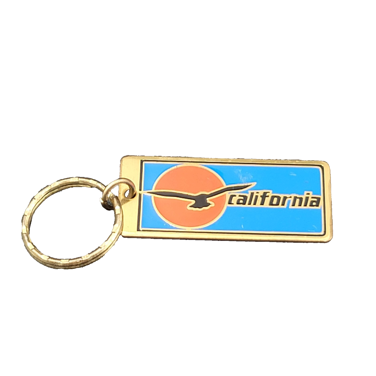 Vintage California Seagull Metal Keychain Souvenir 1980s 2 3/8"