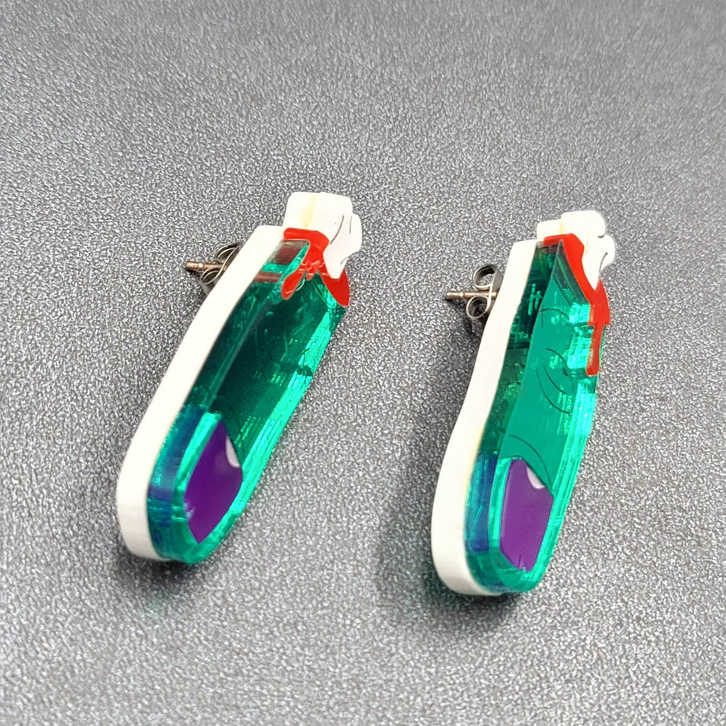 Pierced Earrings Halloween Zombie Finger Drop Acrylic 1.75"