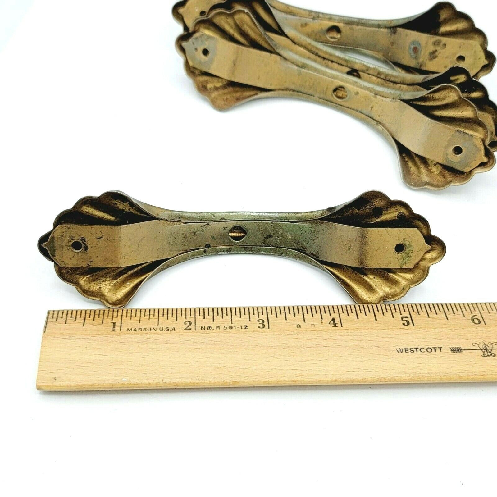 Vintage Steel Ornate Drawer Pulls Lot of 4 Salvage Hardware