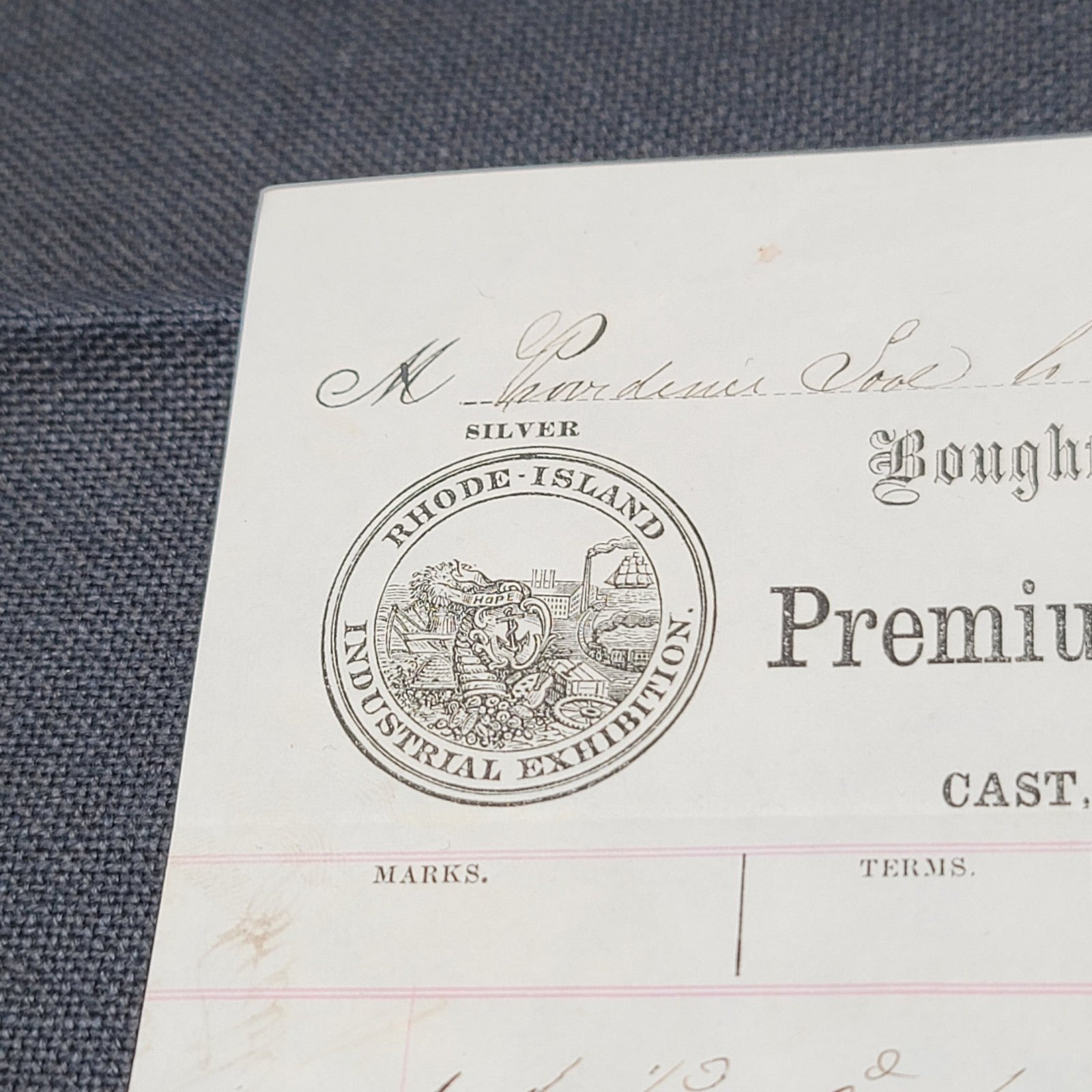 1861 Receipt for tools Geo Chatterton Files Rasps Rhode Island USA Antique