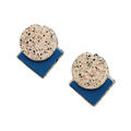 Vintage Fun Plastic Blue Speckle Painted Geometric Earrings Estate 1 1/2"