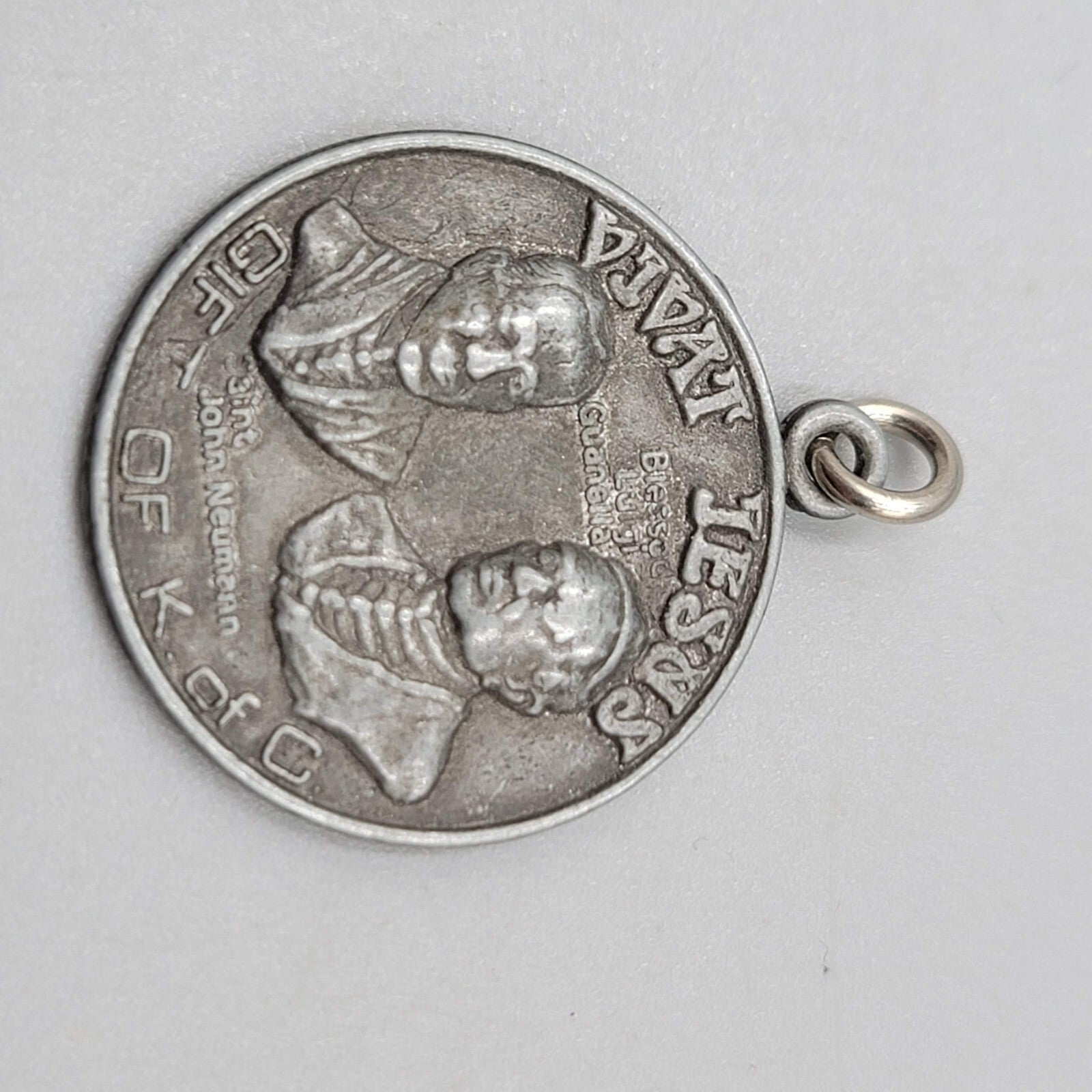 Vintage Catholic Medal Knights of Columbus Vivat Jesus Saint Neumann Cabrini Set