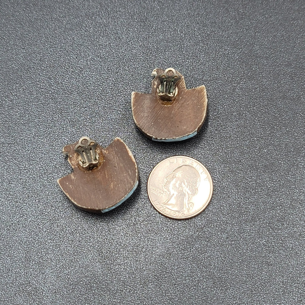 Vintage Clip on Earrings Noahs Arc Acrylic 1.25"