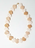Vintage 80s Plastic Necklace Flat Squares Layered Tans & Creams 18"