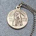 St Francis Medal RECONCILIATION Holy Year 1974-75 Silvertone  7/8" dia 18" Chain