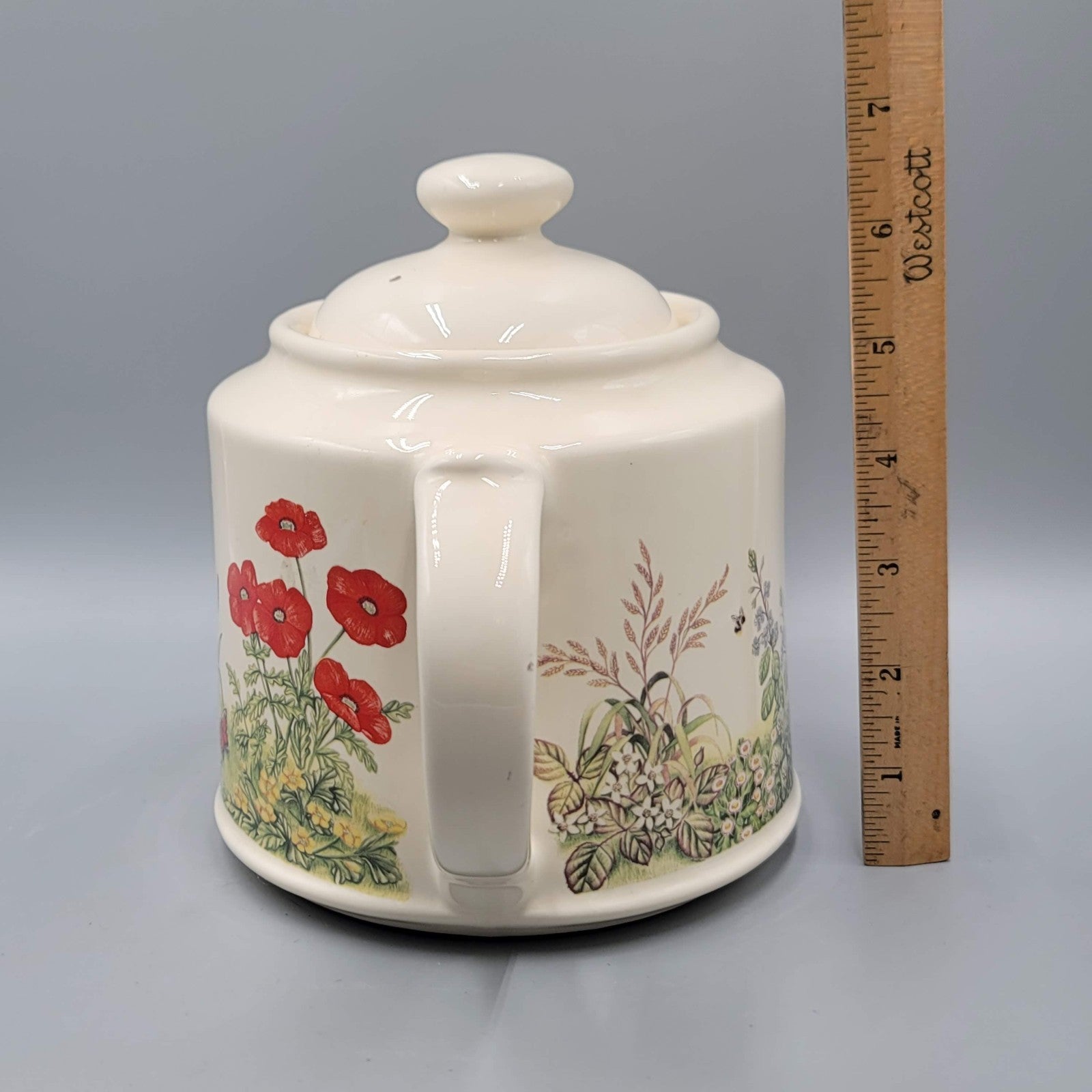 Vintage Wade Hedgerow Teapot with Flowers Bees Butterflies Signed