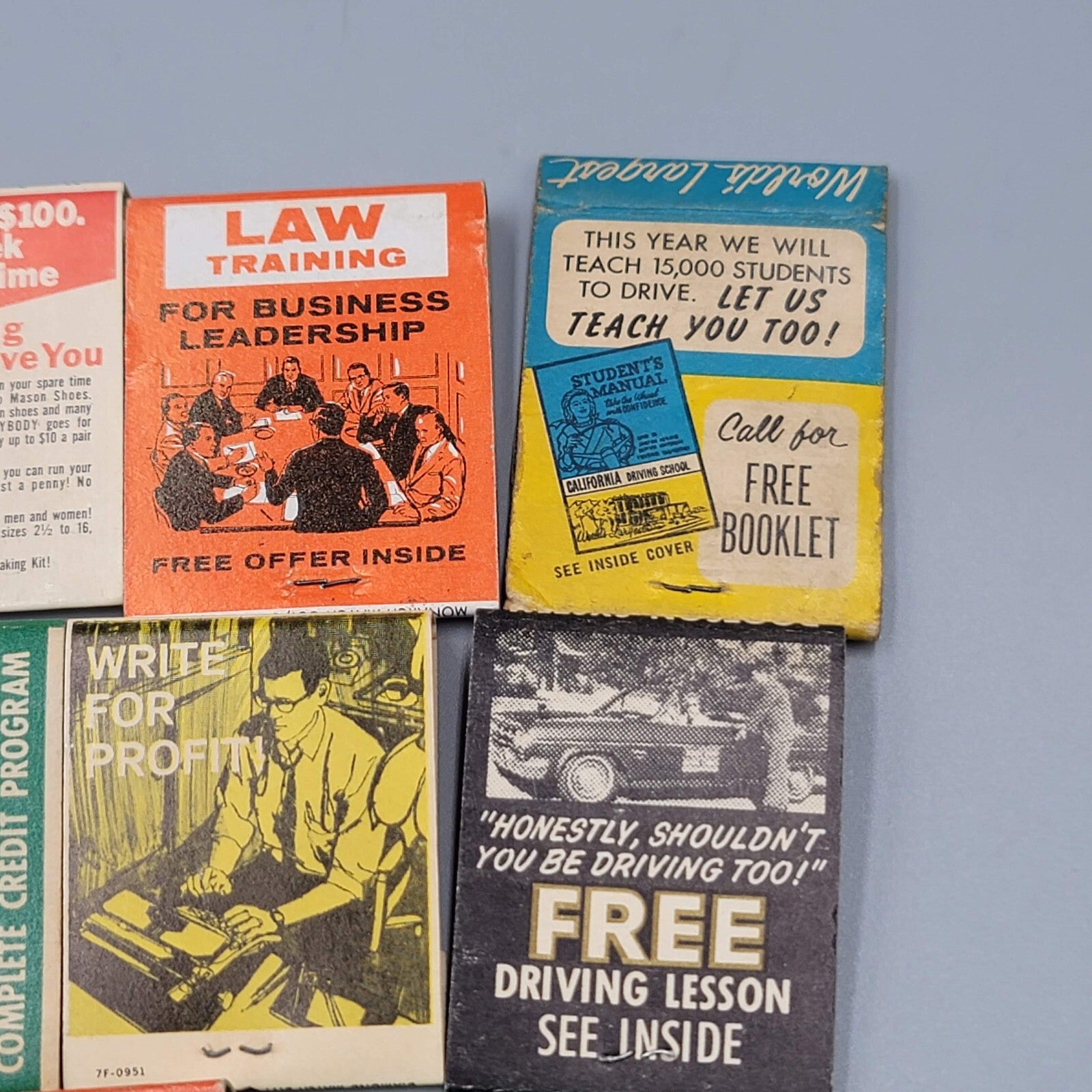 Vintage Matchbook Variety Lot of 11 Study Law Driving School High School