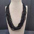 Black Glass Seed Bead 12 Strand Necklace Silver tone 20"-22.5"