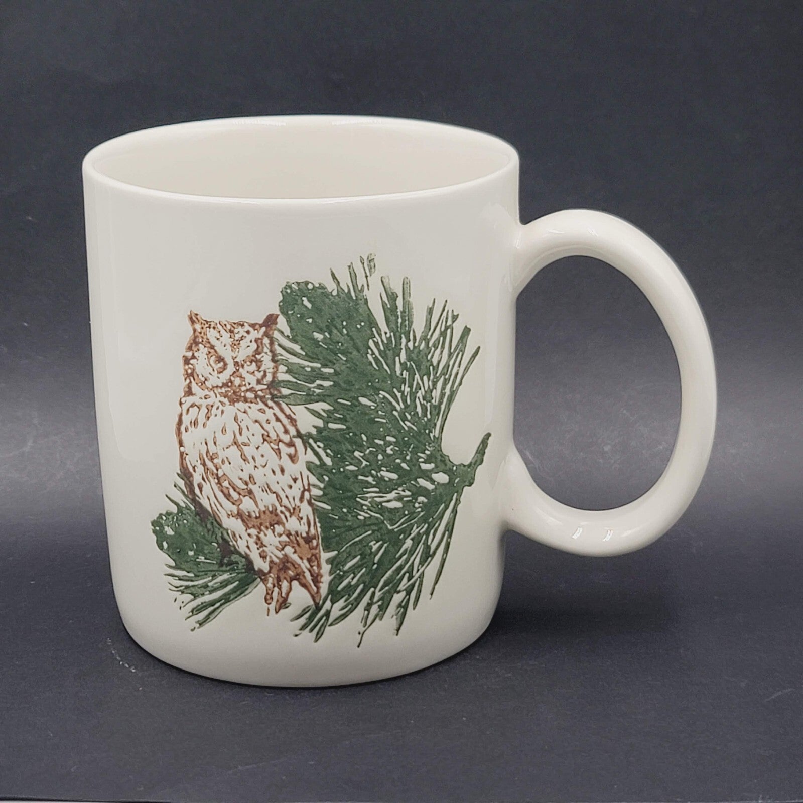 Owl Coffee Mug Embossed Bird White Ceramic  Cup Tag Brand