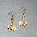 New Axe Hatchet Pierced Earrings Bronze tone Tool Dangle 1"