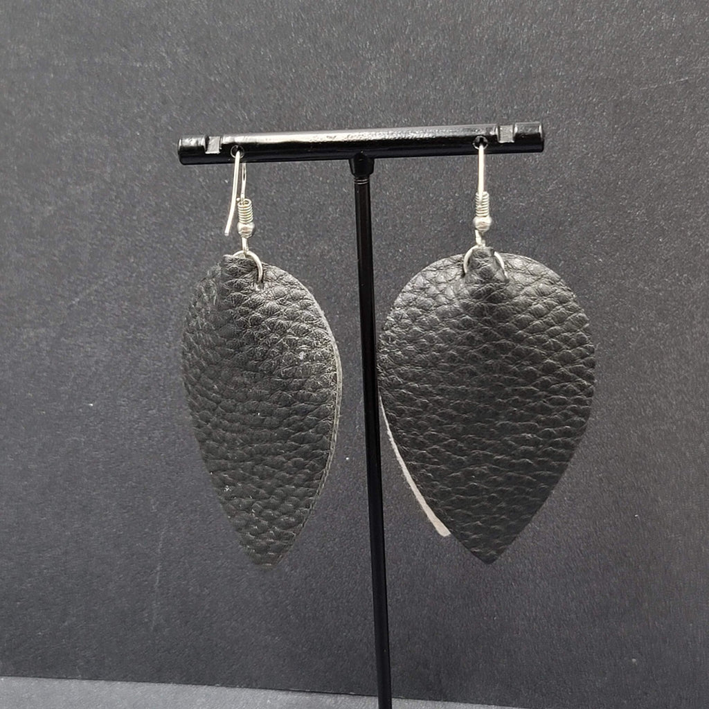 Pierced Earrings Faux Leather Leopard Print Layered Dangle 2.25"