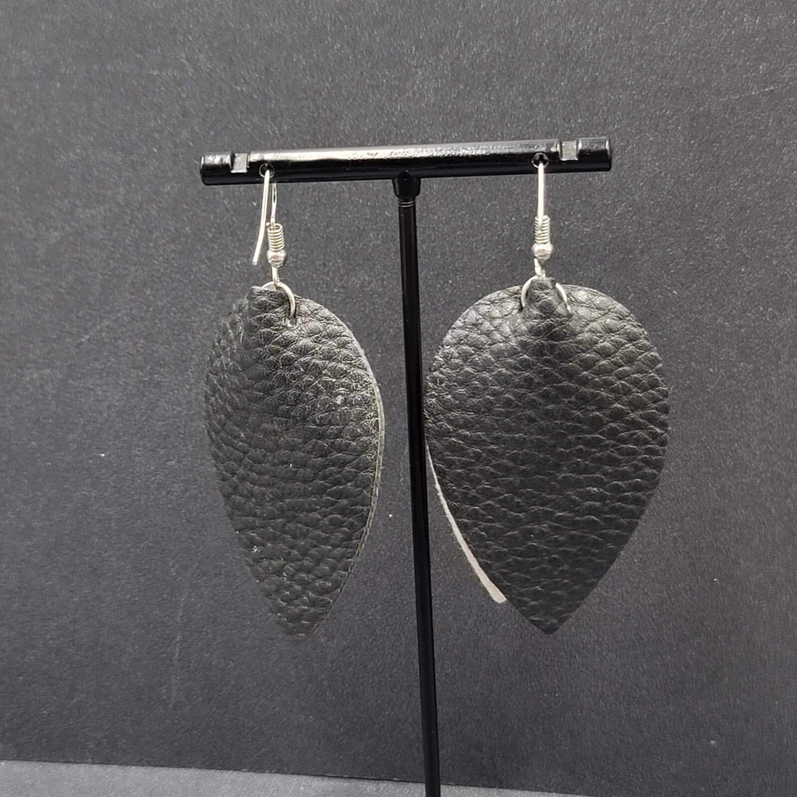 Pierced Earrings Faux Leather Leopard Print Layered Dangle 2.25"