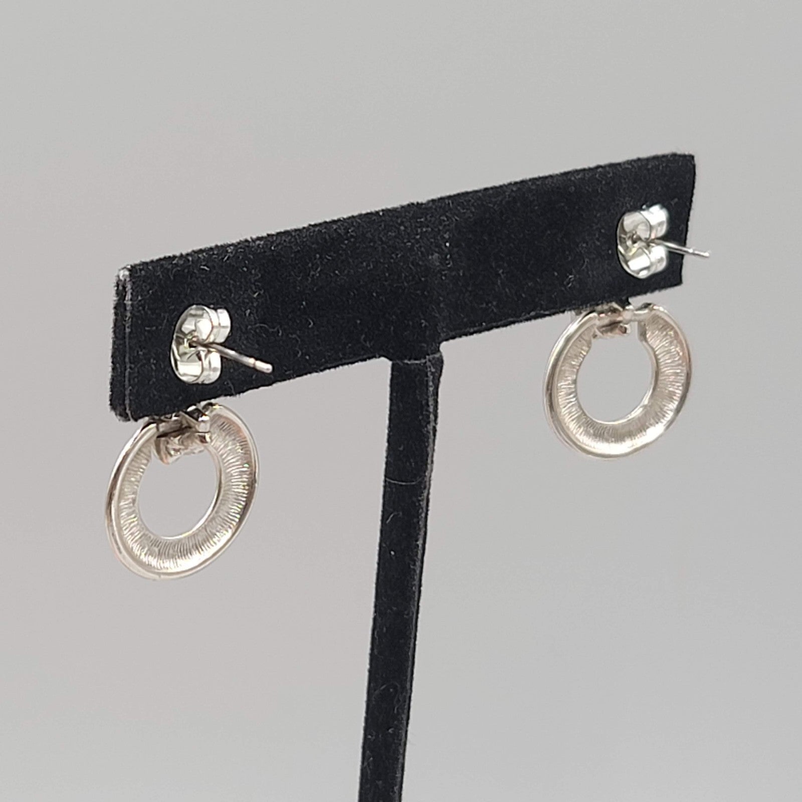 Door Knocker Pierced Earrings Silver  Plated Drop 1 in