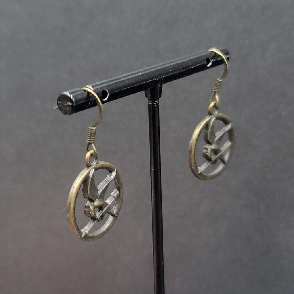 Hunger Games Pierced Earrings Bronze tone Dangle 3/4"
