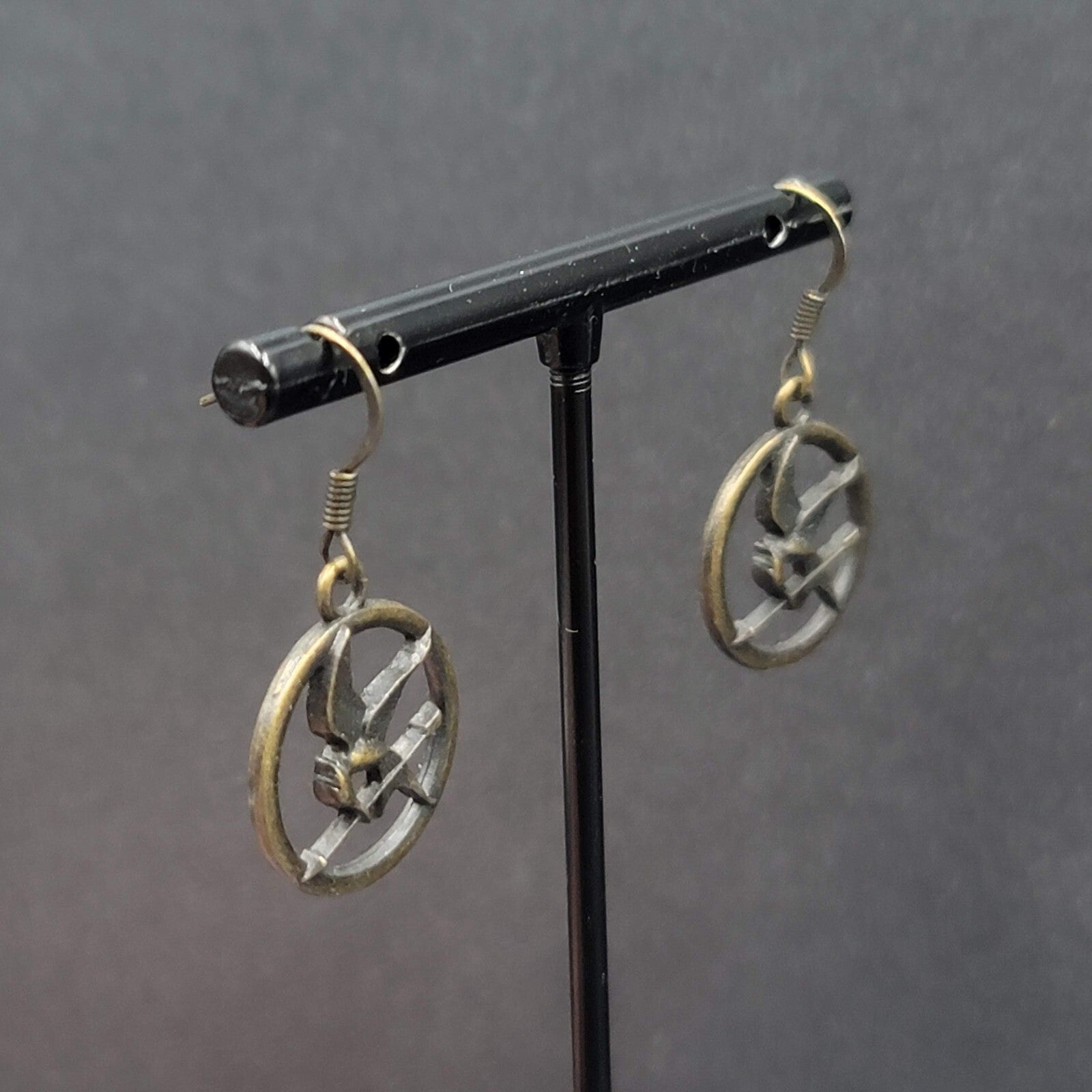 Hunger Games Pierced Earrings Bronze tone Dangle 3/4"