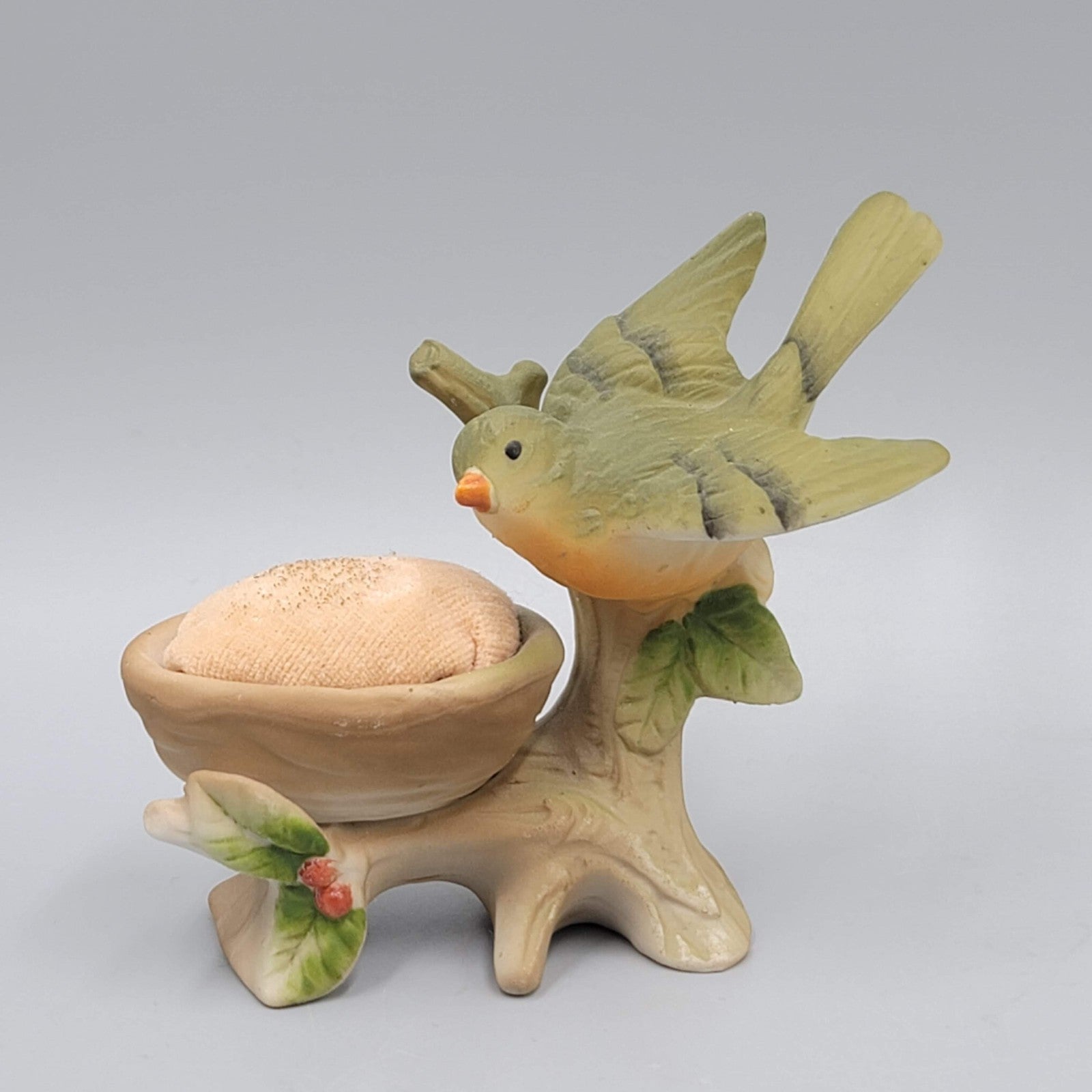Vintage Bird And Nest Ceramic Pin Cushion Japan Ardalt Lenwile China