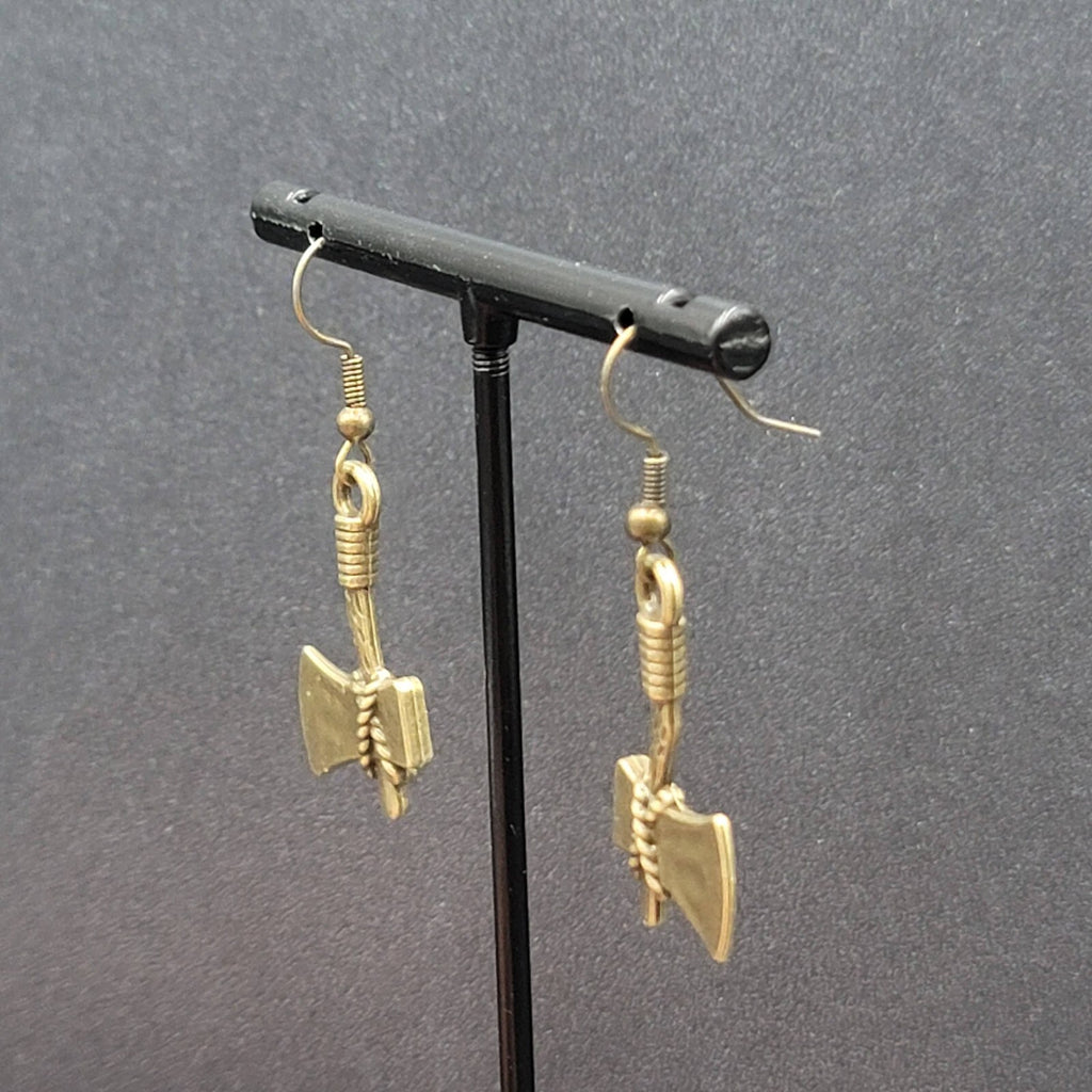 New Axe Hatchet Pierced Earrings Bronze tone Tool Dangle 1"